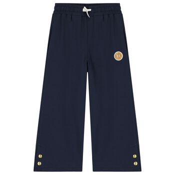Girls Navy Blue Logo Trousers 