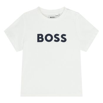 Younger Boys White Logo T-Shirt