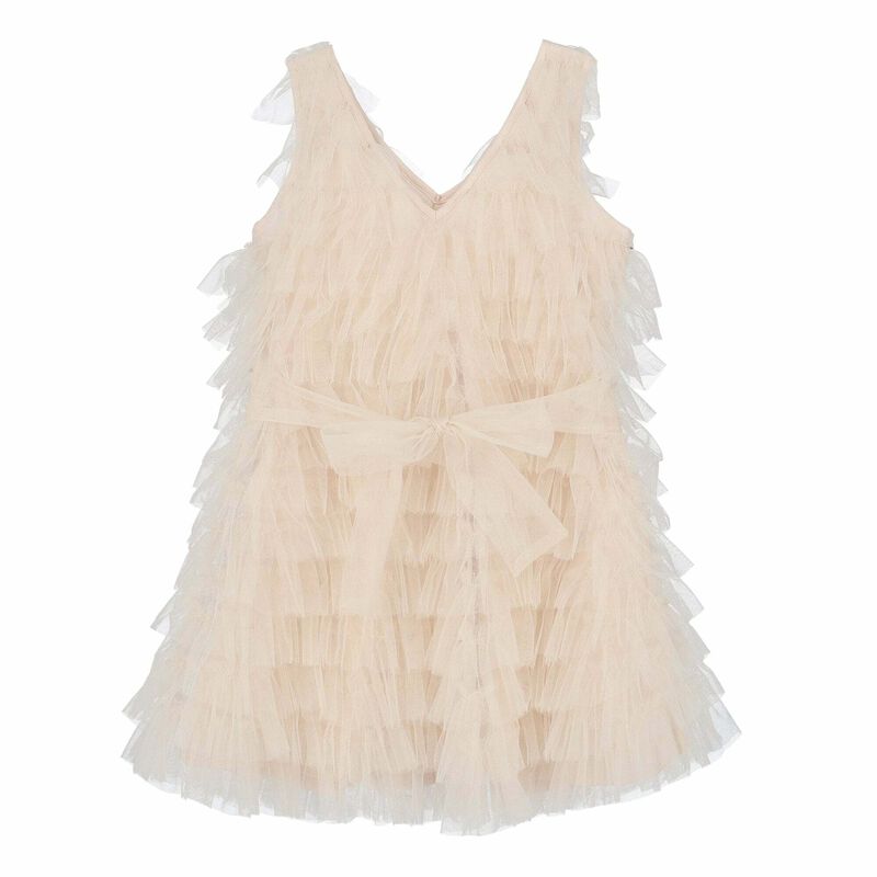 Girls Cream Tulle Dress, 1, hi-res image number null