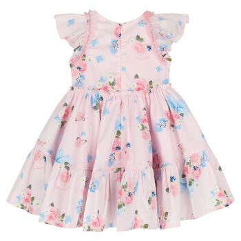 Younger Girls Pink Florals & Bows Dress