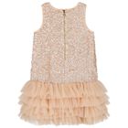 Girls Beige Embellished Tulle Dress, 2, hi-res