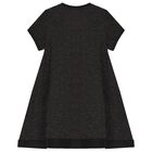 Girls Black Logo Dress, 1, hi-res