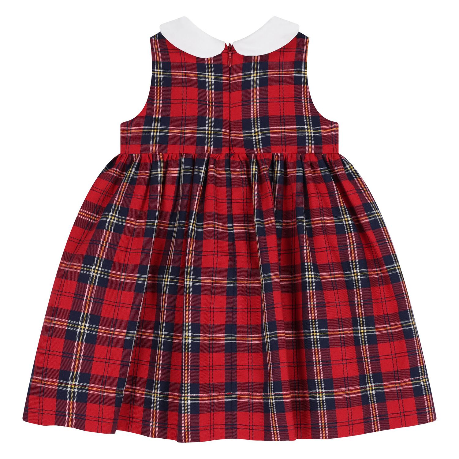 Younger Girls Red & Navy Blue Tartan Dress, 1, hi-res