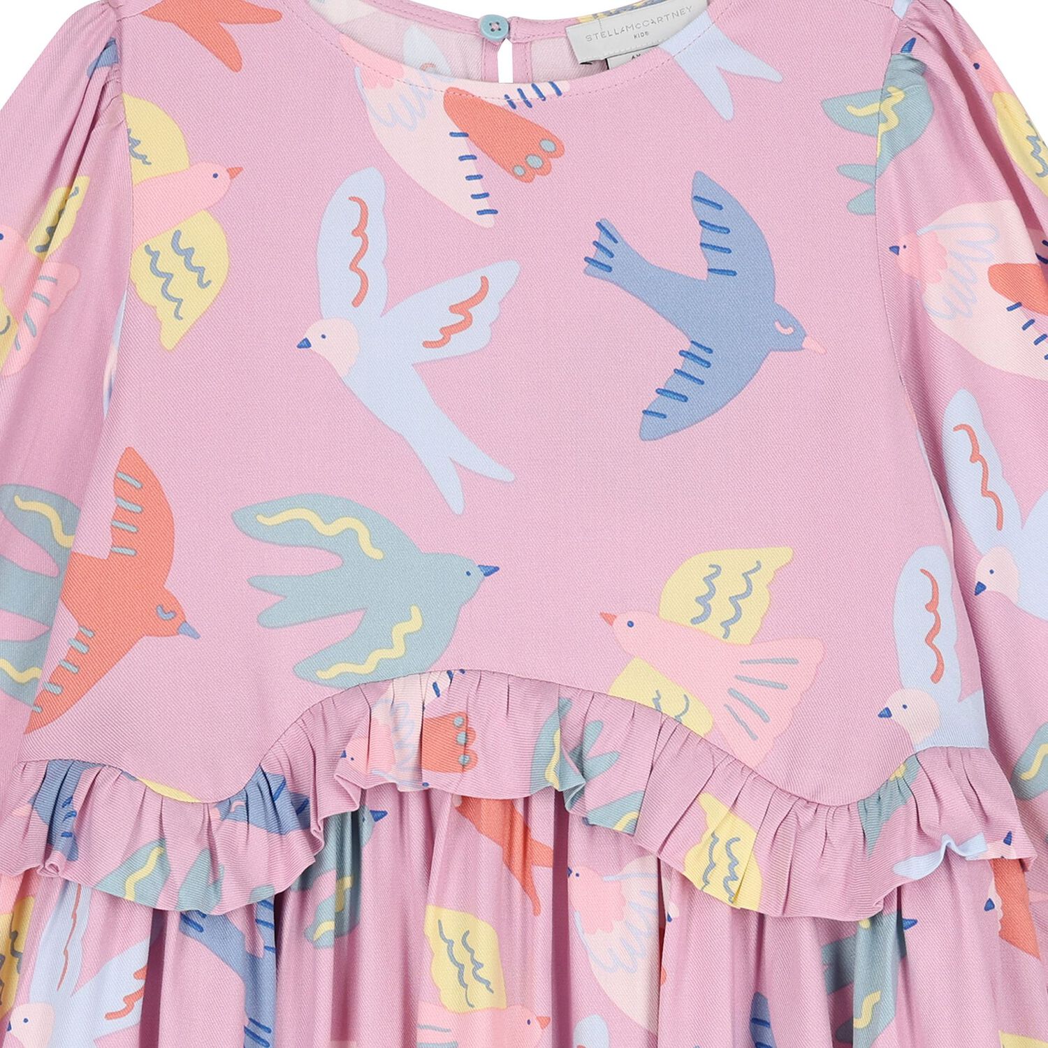 Girls Pink Birds Dress, 1, hi-res