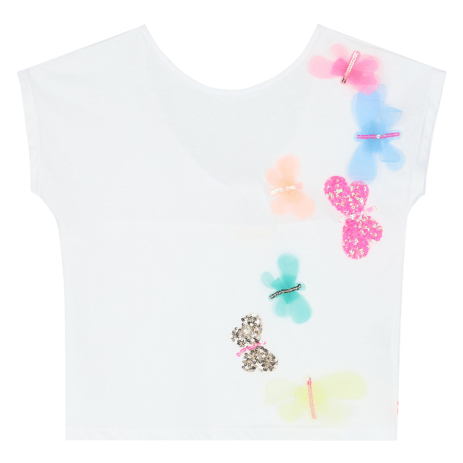 Girls White Butterfly T-Shirt, 1, hi-res