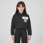 Girls Black Hooded Tracksuit, 1, hi-res