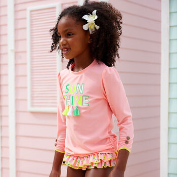 Girls Pink Long Sleeve Rash Vest