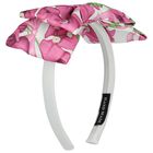 Girls White & Pink Bow Headband, 1, hi-res
