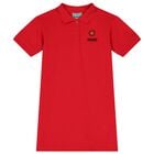Girls Red Logo Polo Dress, 2, hi-res