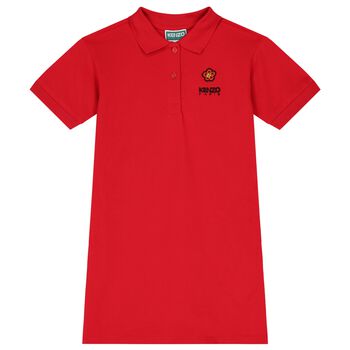 Girls Red Logo Polo Dress