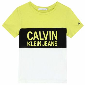 Boys Neon Yellow, Black & White Logo T-Shirt