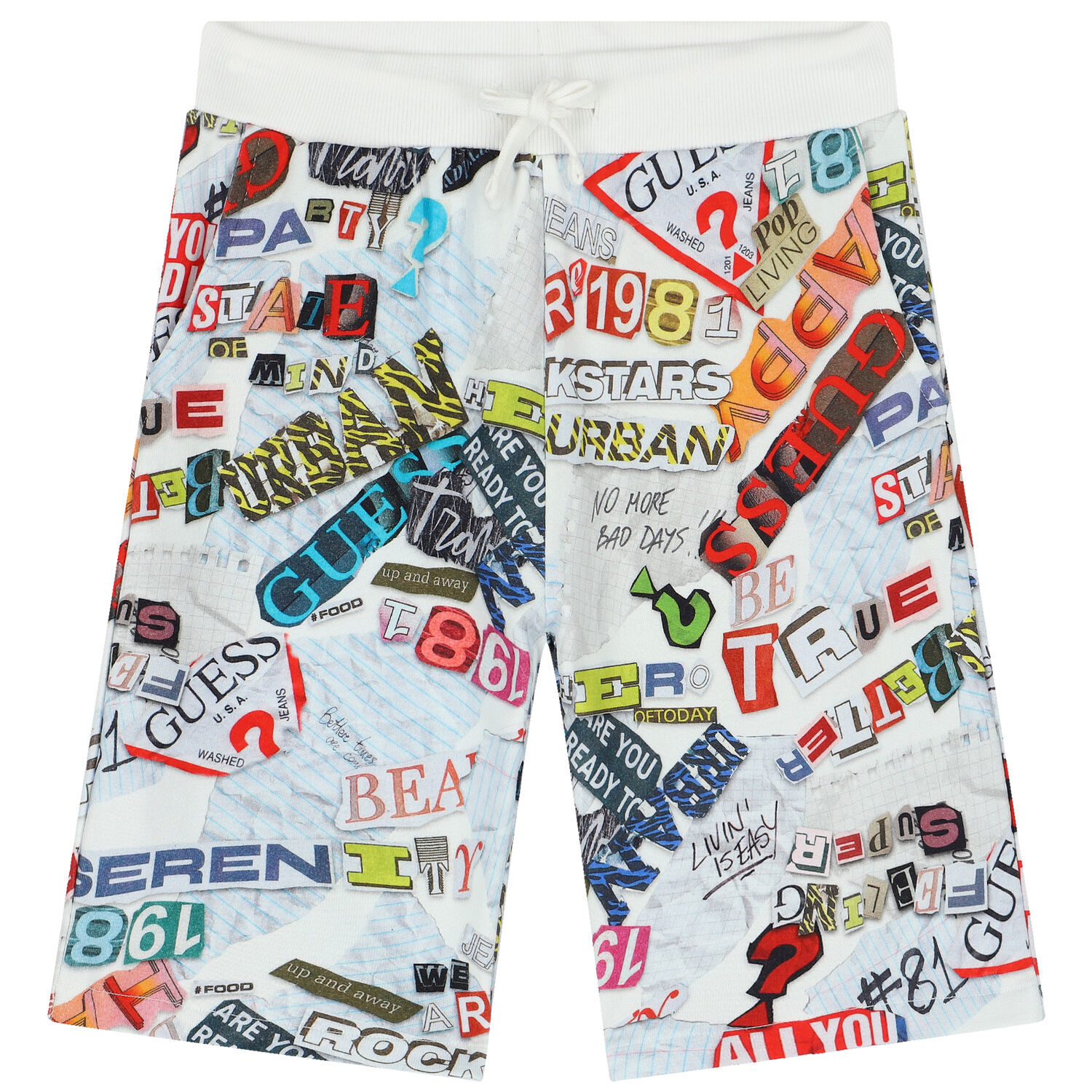 Boys White Logo Shorts, 1, hi-res