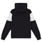 Boys Black & White Logo Knitted Hooded Zip Up Top, 1, hi-res