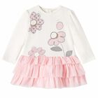Younger Girls Pink & Ivory Tulle Dress, 1, hi-res
