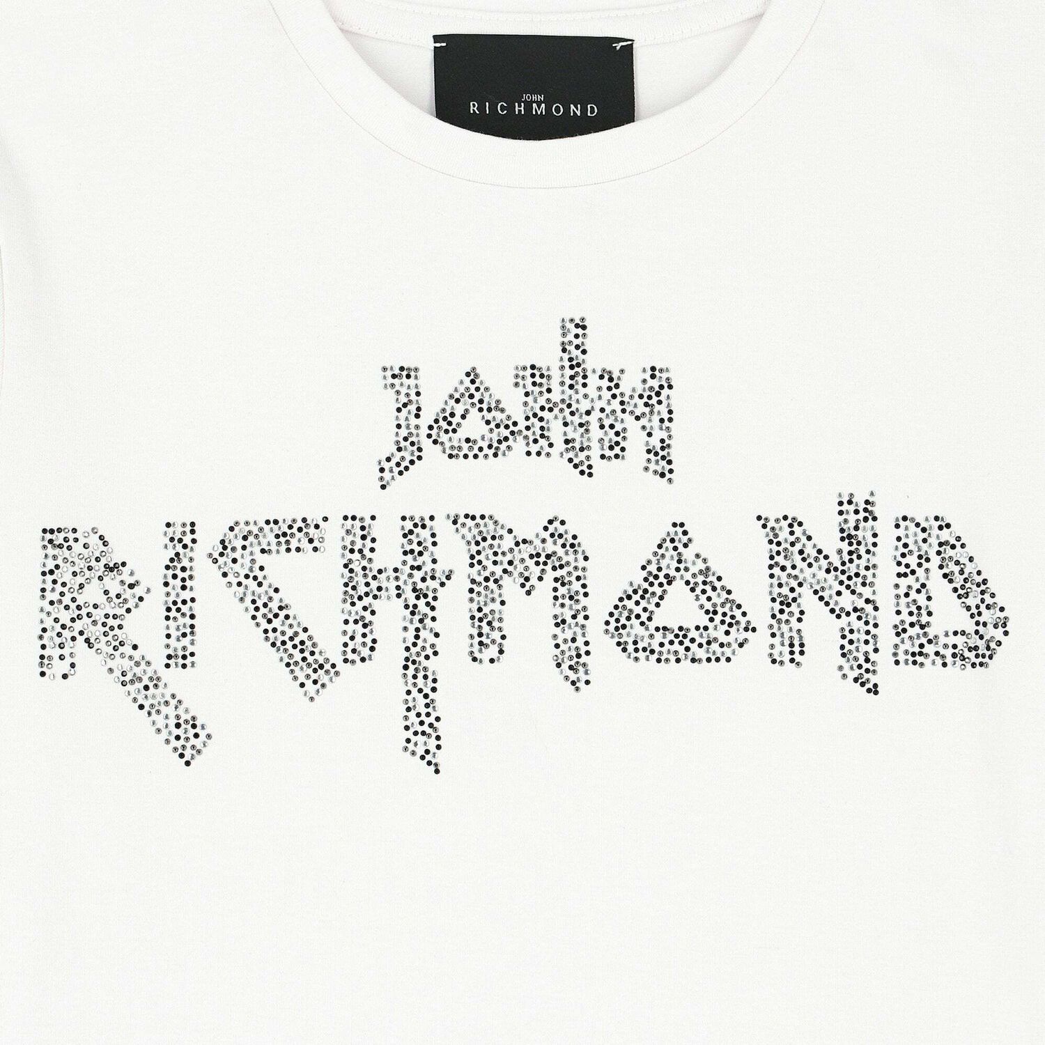 Girls White Embellished T-Shirt, 1, hi-res image number null