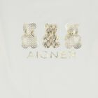 Girls Ivory & Gold Teddy Bear Logo Long Sleeve Top, 1, hi-res