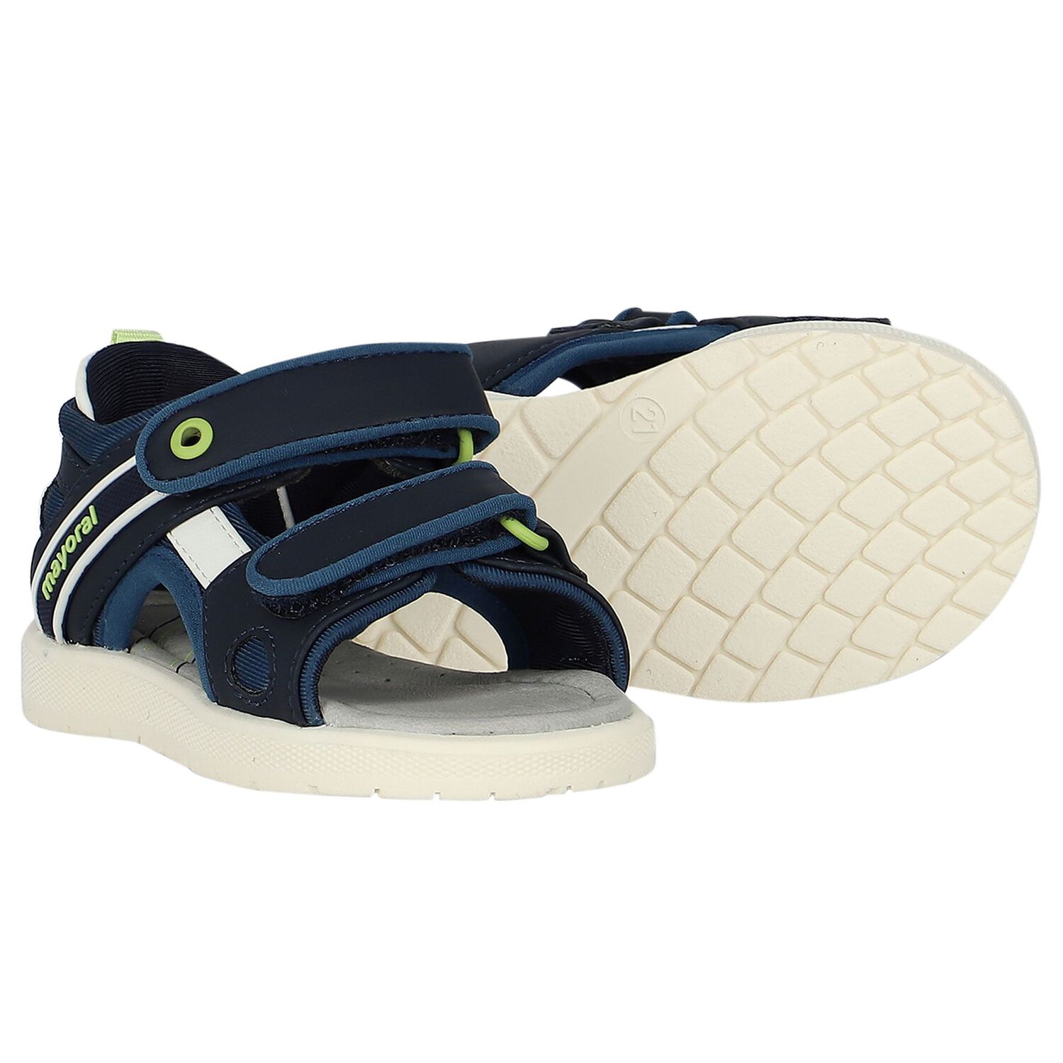Younger Boys Navy Blue Sandals, 1, hi-res