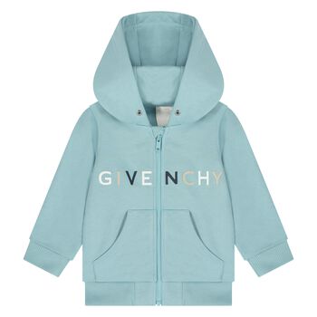 Younger Boys Blue Logo Hooded Zip Up Top
