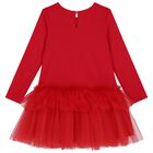 Girls Red Embellished Dress, 1, hi-res
