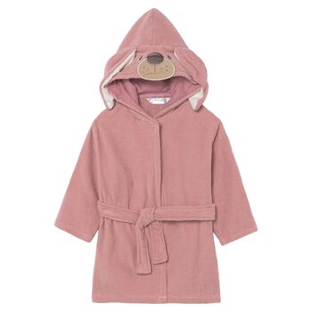 Baby Girls Pink Puppy Hooded Robe