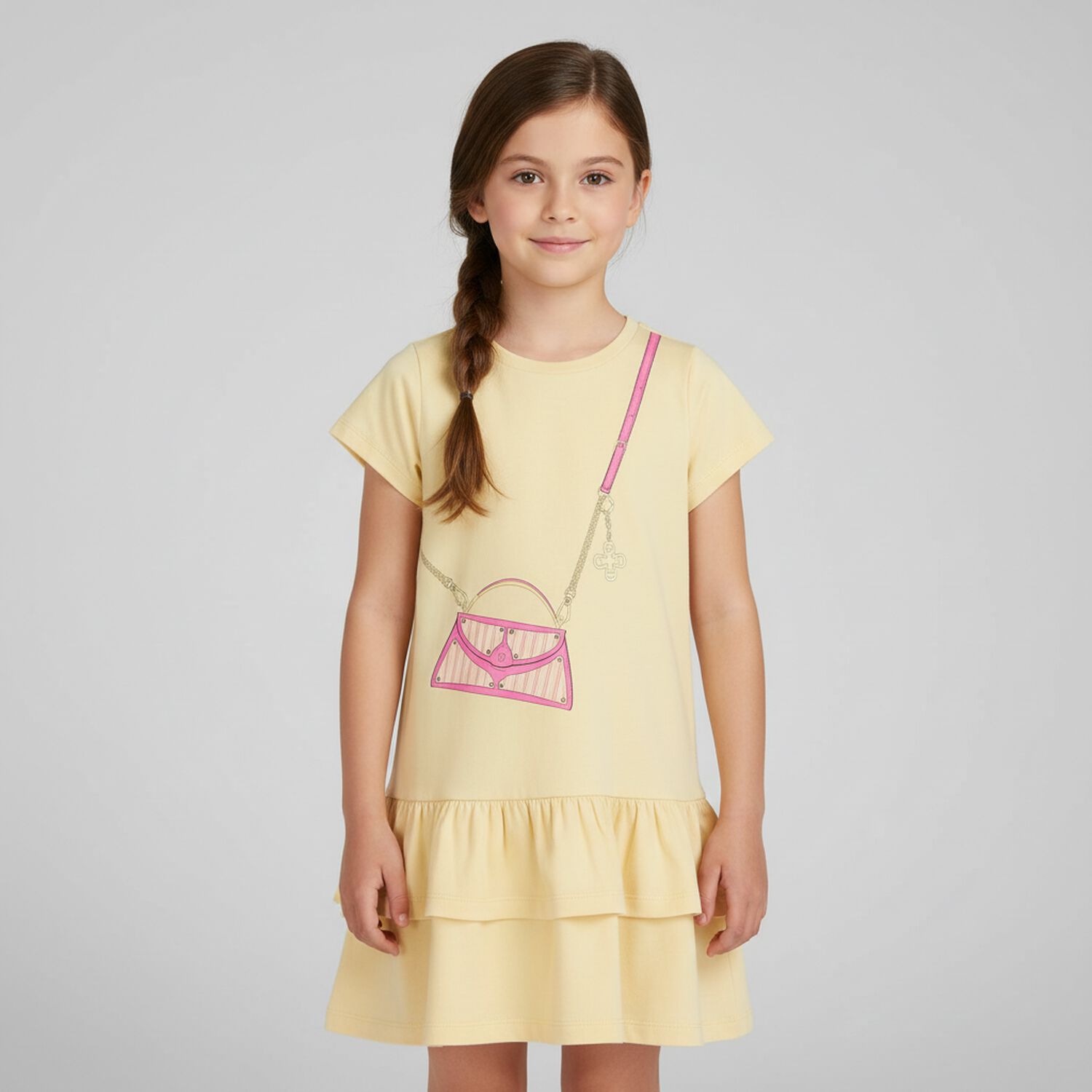 Girls Yellow & Pink Bag Dress, 1, hi-res image number null
