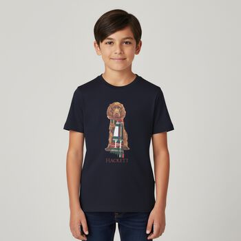 Boys Navy Blue Dog Logo T-Shirt