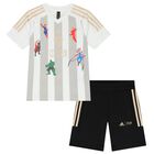 White & Black Marvel Logo Shorts Set, 1, hi-res