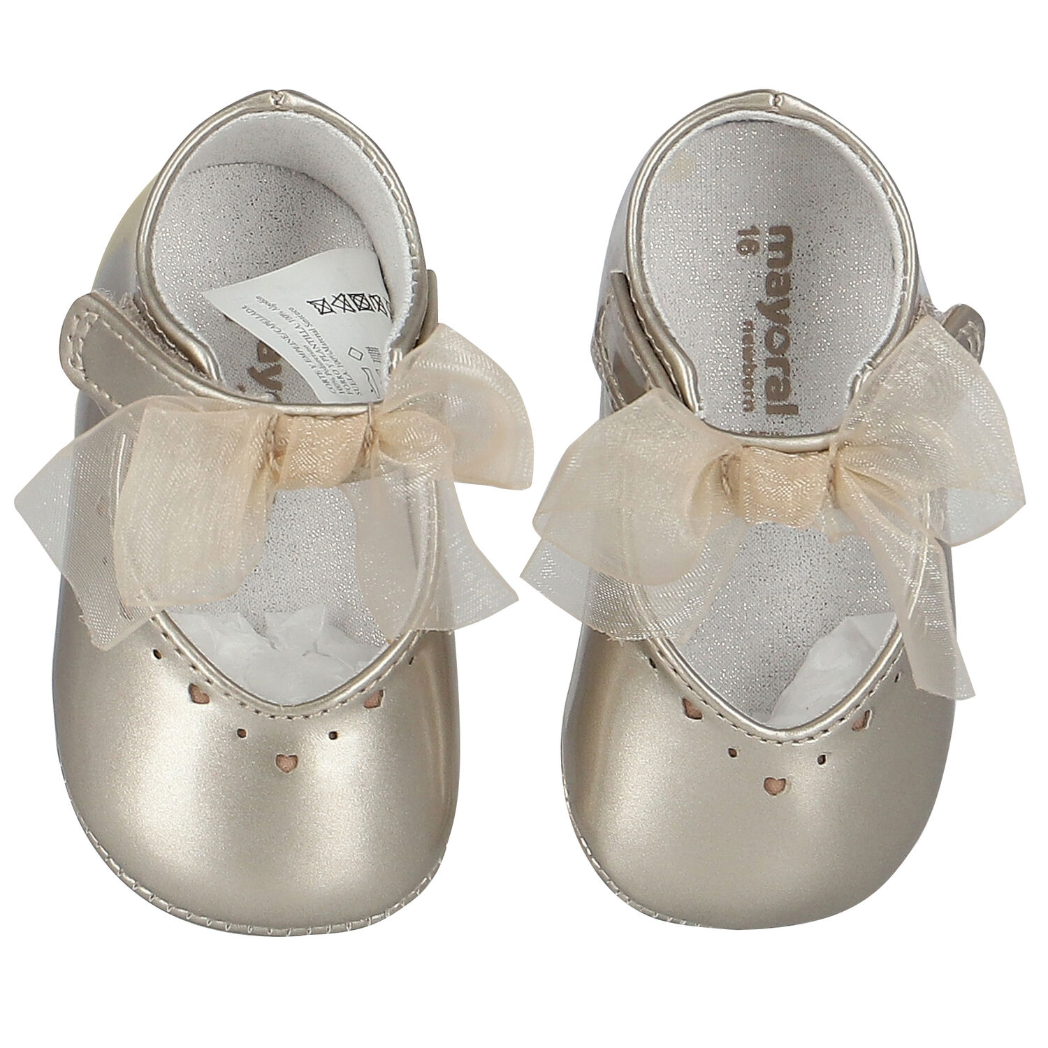 Baby Girls Gold Bow Pre Walker Shoes, 2, hi-res image number null