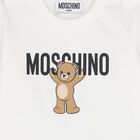 Younger White Teddy Bear Logo Long Sleeve Top, 1, hi-res