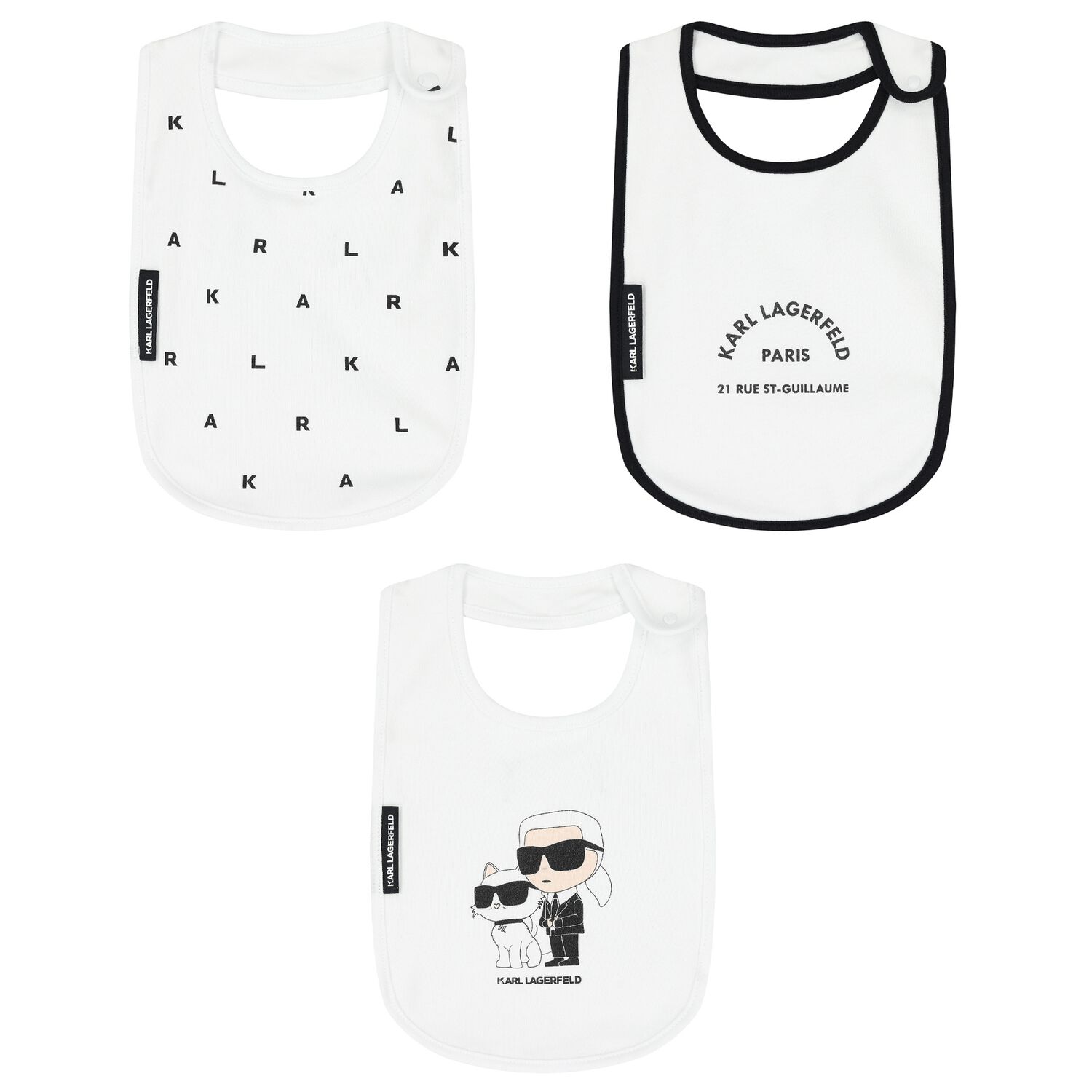 White Ikonik Logo Baby Bibs (3-Pack), 1, hi-res image number null