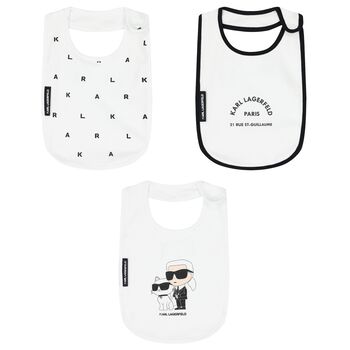 White Ikonik Logo Baby Bibs (3-Pack)
