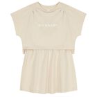 Girls Ivory Logo Dress, 2, hi-res