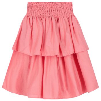 Girls Coral Tiered Cotton Skirt