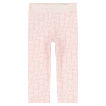 Younger Girls Pink Logo Leggings