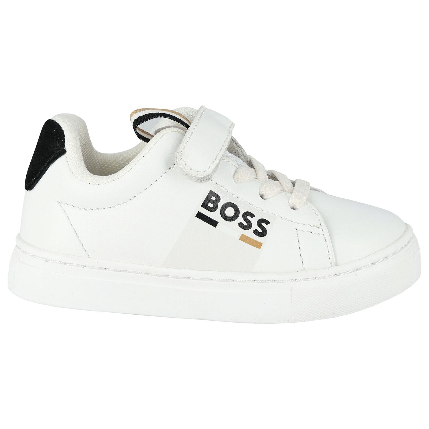 Boys White Logo Trainers, 1, hi-res