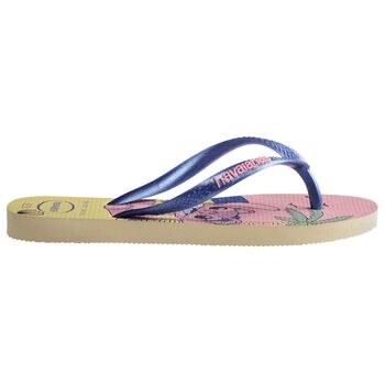 Girls Yellow Disney Logo Flip Flops