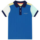 Boys Blue & Yellow Logo Polo Shirt, 1, hi-res