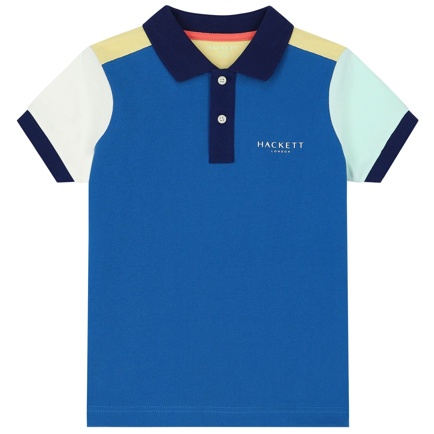 Boys Blue & Yellow Logo Polo Shirt, 1, hi-res