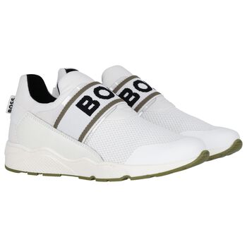 Boys White Logo Trainers