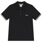 Boys Mini-Me Black Logo Polo Shirt, 2, hi-res