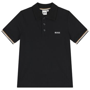 Boys Mini-Me Black Logo Polo Shirt