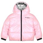 Girls Silver & Pink Reversible Puffer Jacket, 1, hi-res