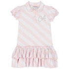 Girls Pink & White Logo Dress, 1, hi-res