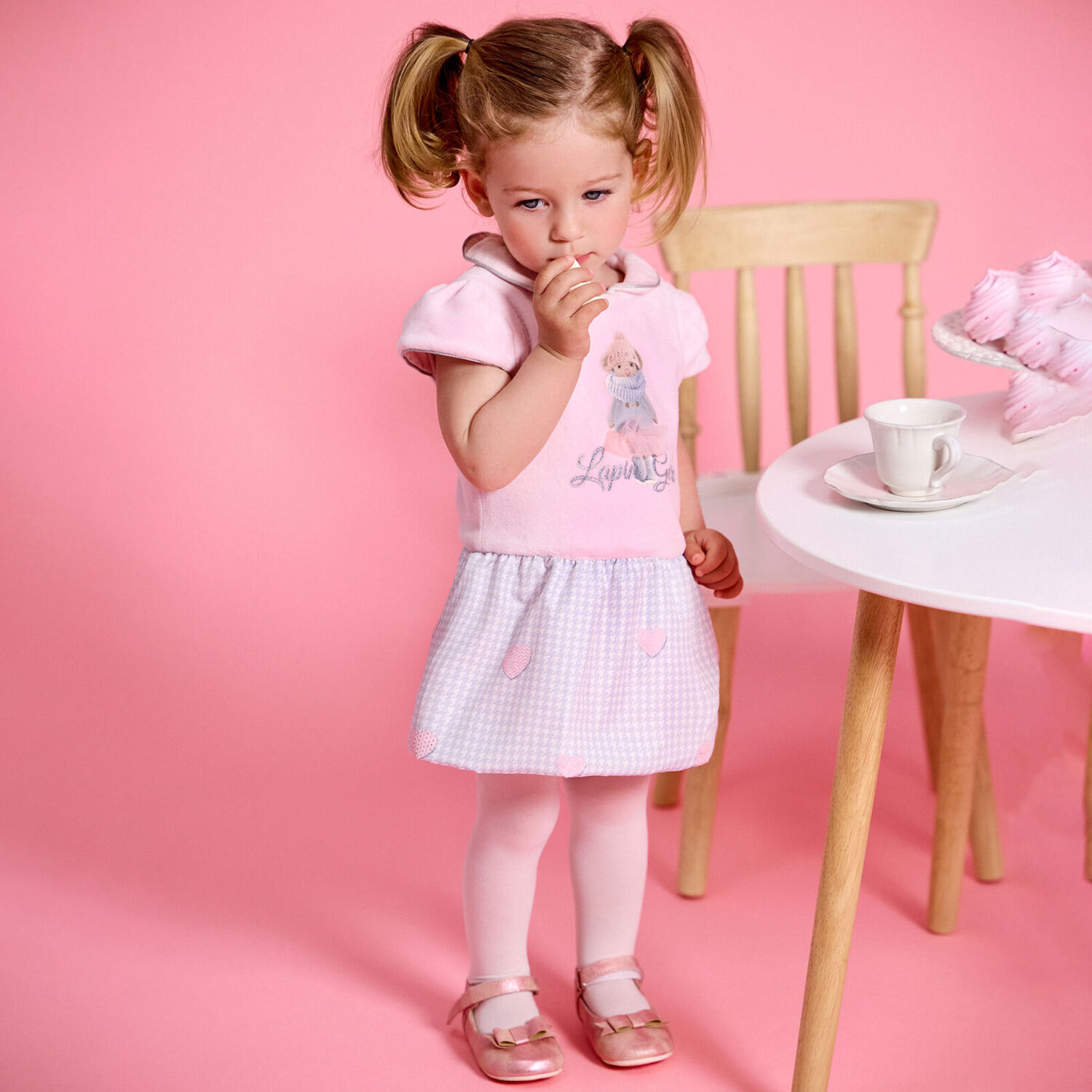 Girls Pink & Grey Mouse Dress, 1, hi-res