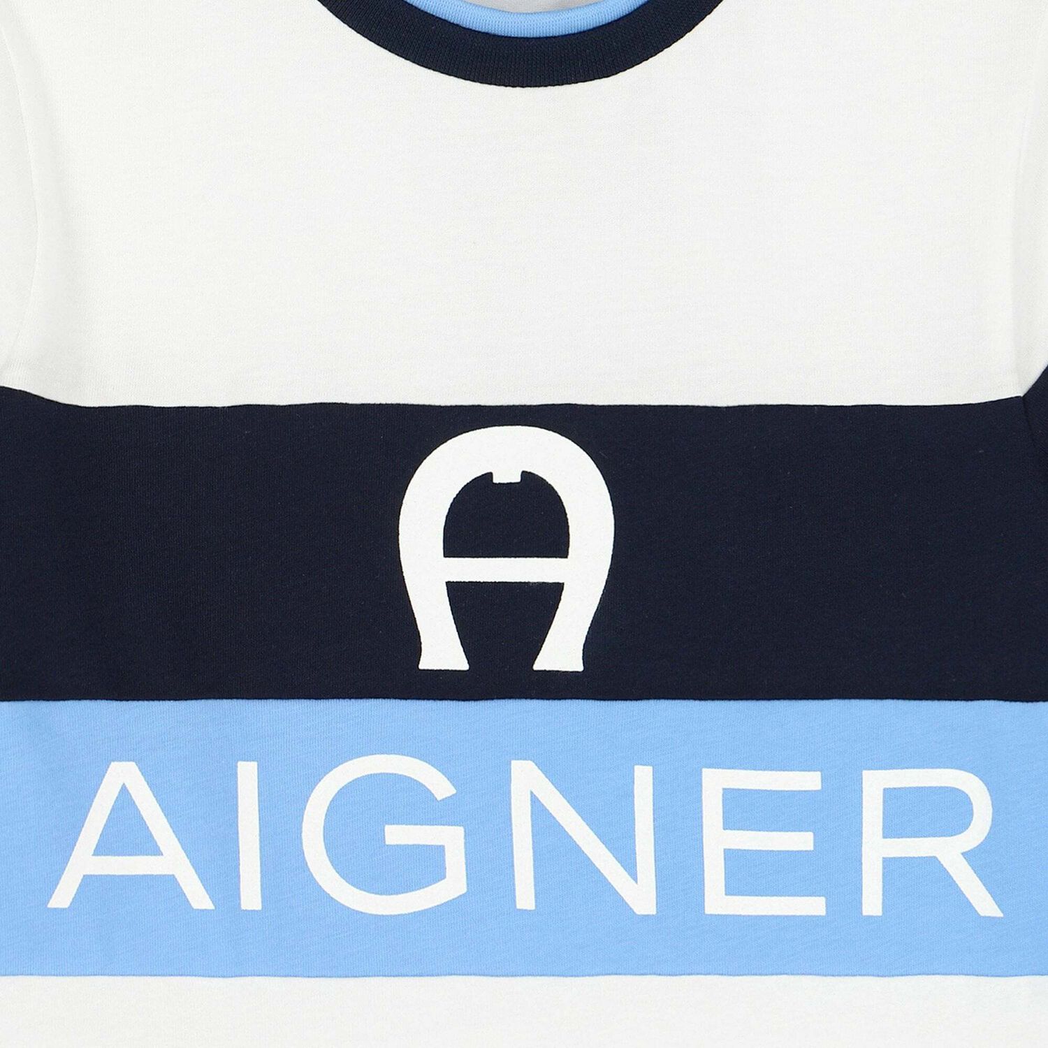 Boys White, Navy & Light Blue Logo T-Shirt, 3, hi-res image number null