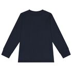 Boys Navy Blue Logo Long Sleeve Top, 3, hi-res