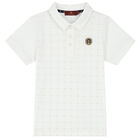 Boys White Logo Polo Shirt, 1, hi-res