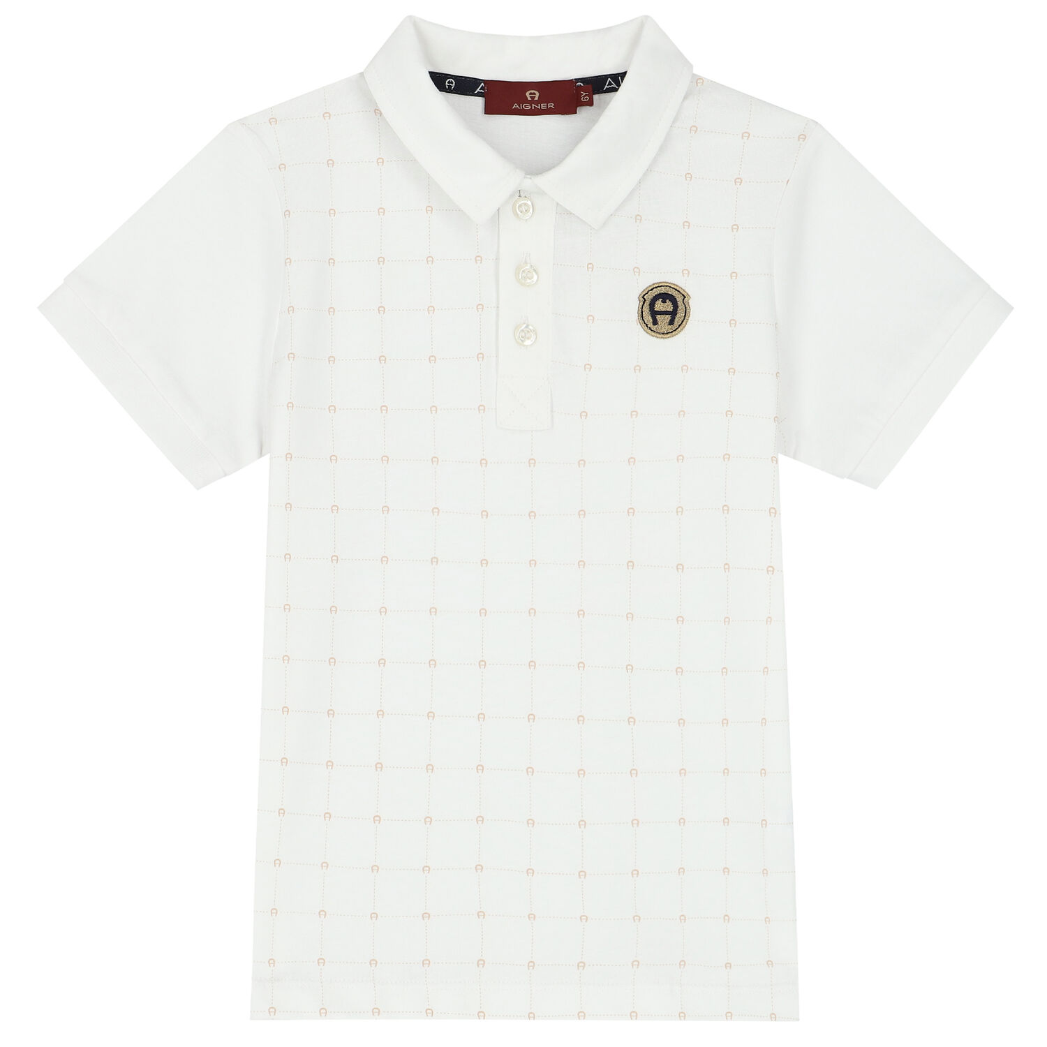 Boys White Logo Polo Shirt, 1, hi-res