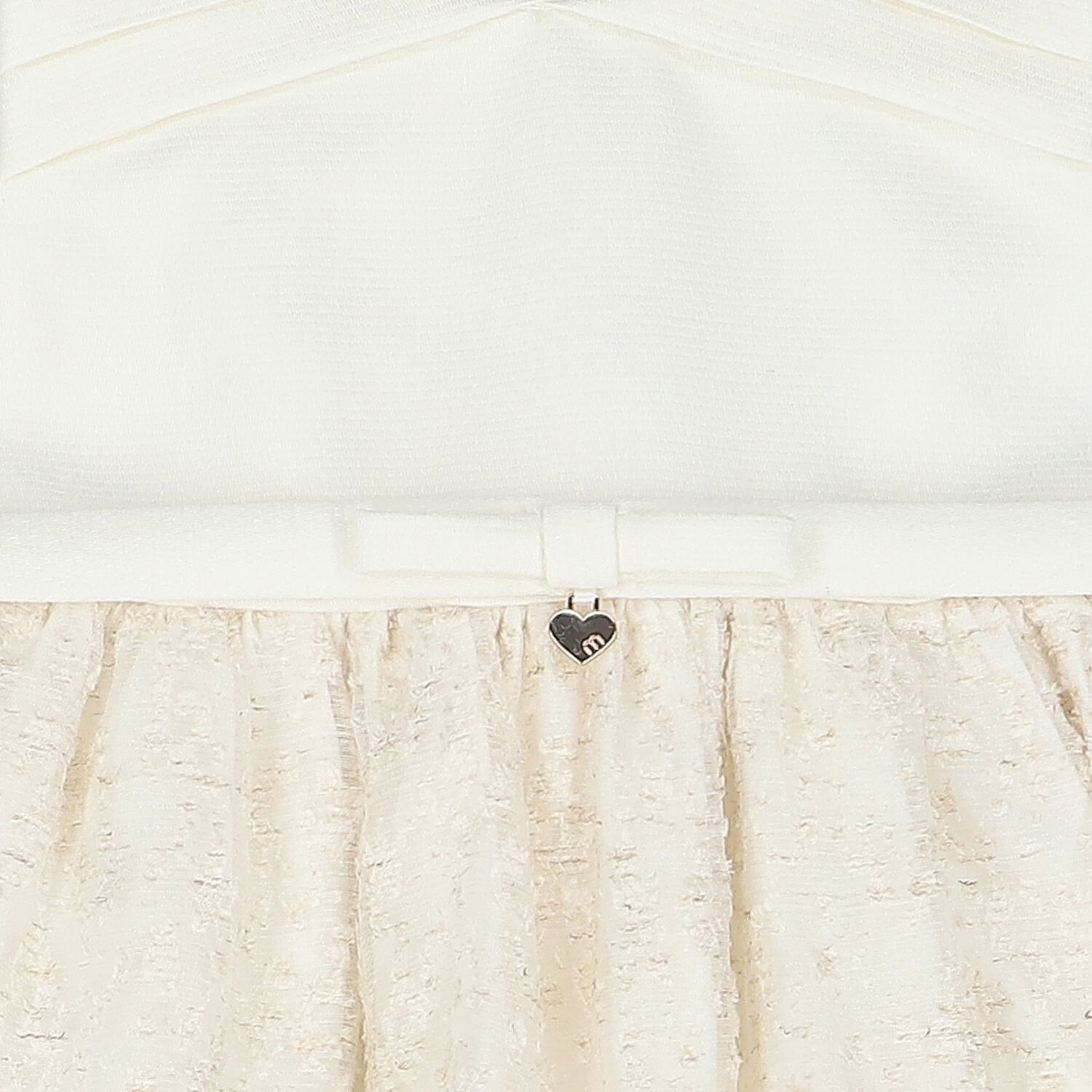 Younger Girls Ivory Organza Dress, 1, hi-res