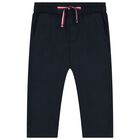 Younger Boys White & Navy Logo Trousers Set, 1, hi-res